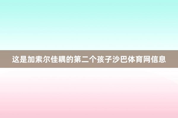 这是加索尔佳耦的第二个孩子沙巴体育网信息
