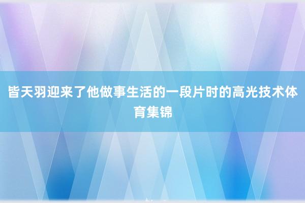 皆天羽迎来了他做事生活的一段片时的高光技术体育集锦