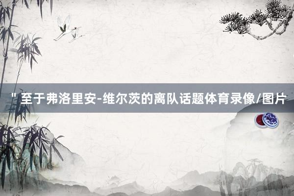 " 至于弗洛里安-维尔茨的离队话题体育录像/图片