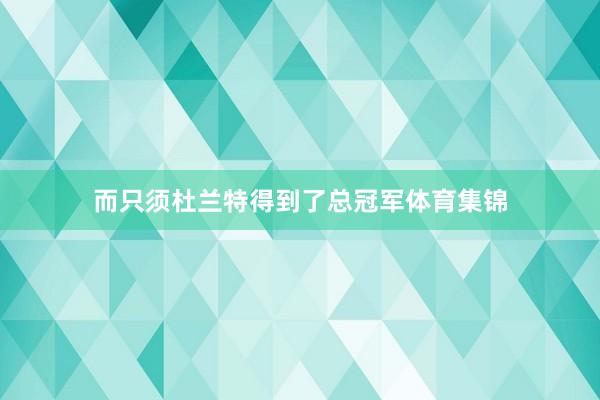 而只须杜兰特得到了总冠军体育集锦