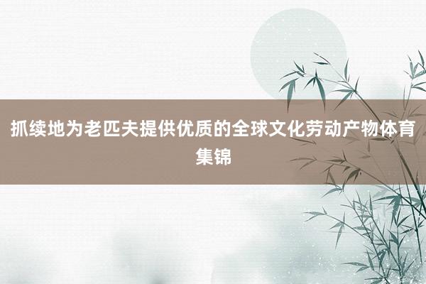 抓续地为老匹夫提供优质的全球文化劳动产物体育集锦