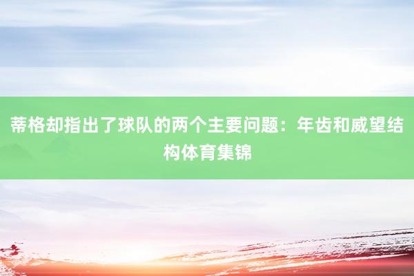 蒂格却指出了球队的两个主要问题：年齿和威望结构体育集锦